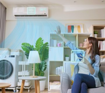 women using smart HVAC system